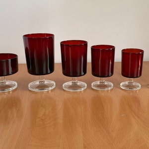 Vintage Red Luminarc France Stemmed Glasses, Goblets
