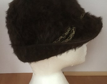 Vintage ultra rare atelier fur hat by  Designer Anita Pineault. Vintage Fluffy Felt Hat Anita Pineault Dark Brown - Etsy Canada main image 3