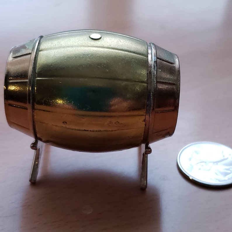 Vintage Miniature Brass Beer Keg Whiskey Barrel Wine Barrel