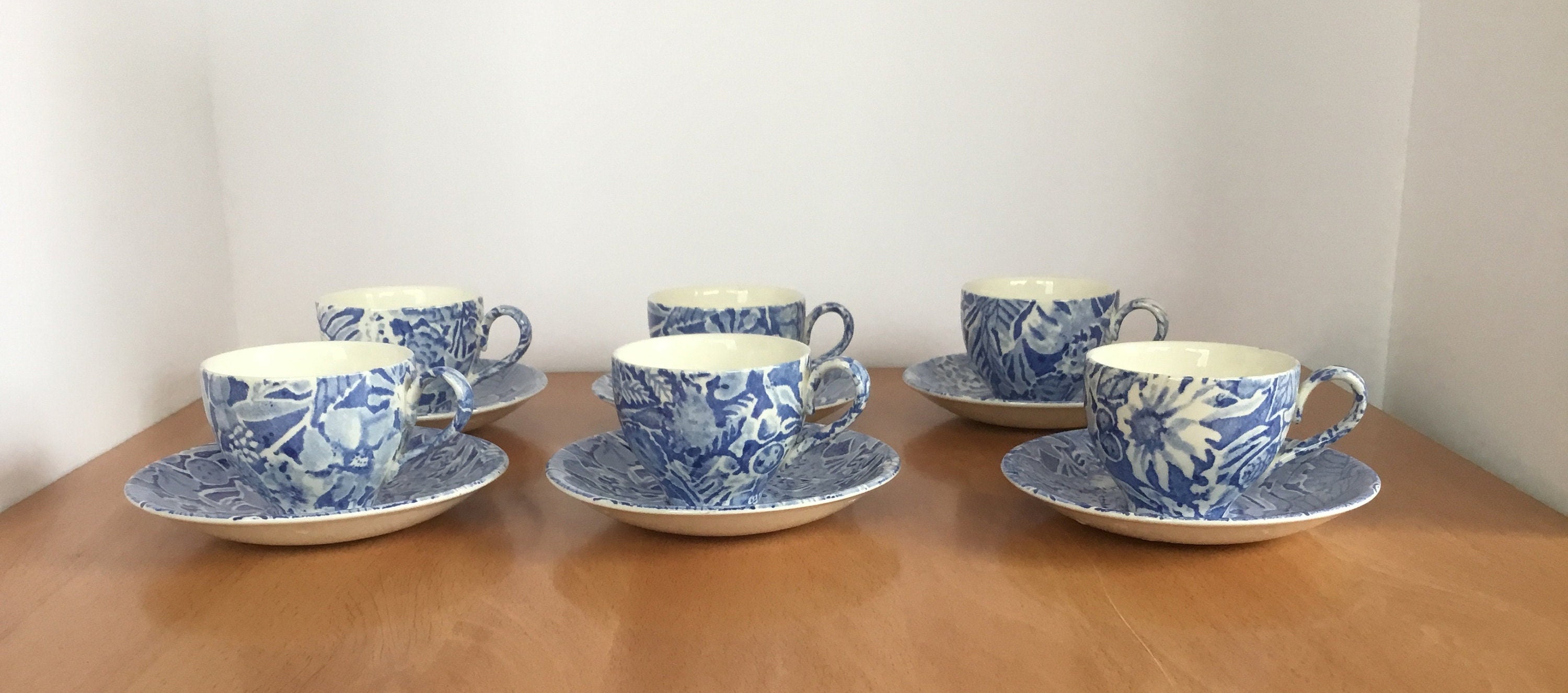 Set of 6 Vintage Burleigh Scilla by Lillian Delevoryas Blue Set of 6 Vintage Burleigh Scilla by Lillian Delevoryas Blue