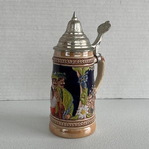 Vintage GERZ Miniature German Collectable Lidded BEER STEIN 6 3/4 inch