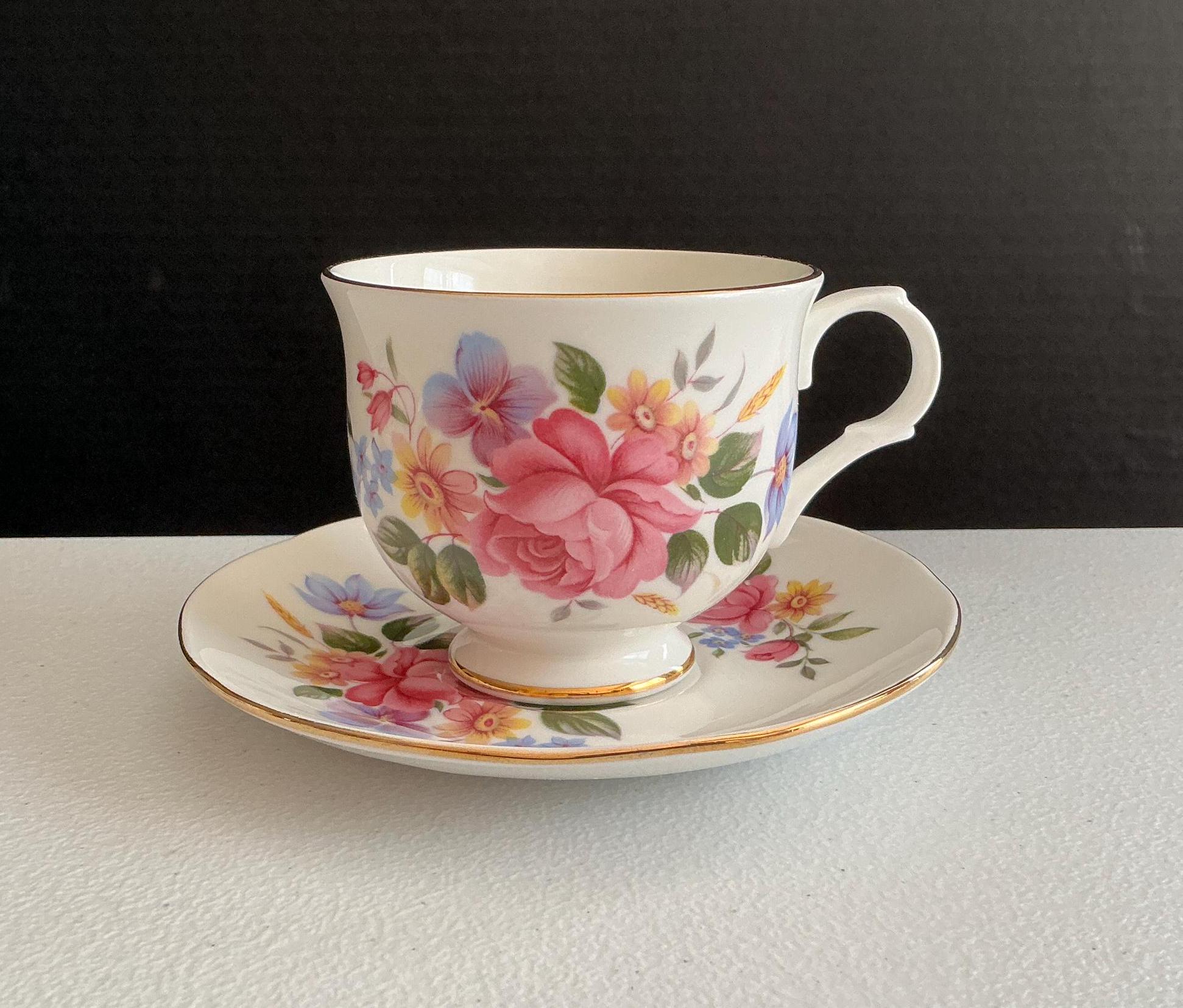 Vintage Sadler Wellington Fine Bone China Pink Floral Tea Cup and