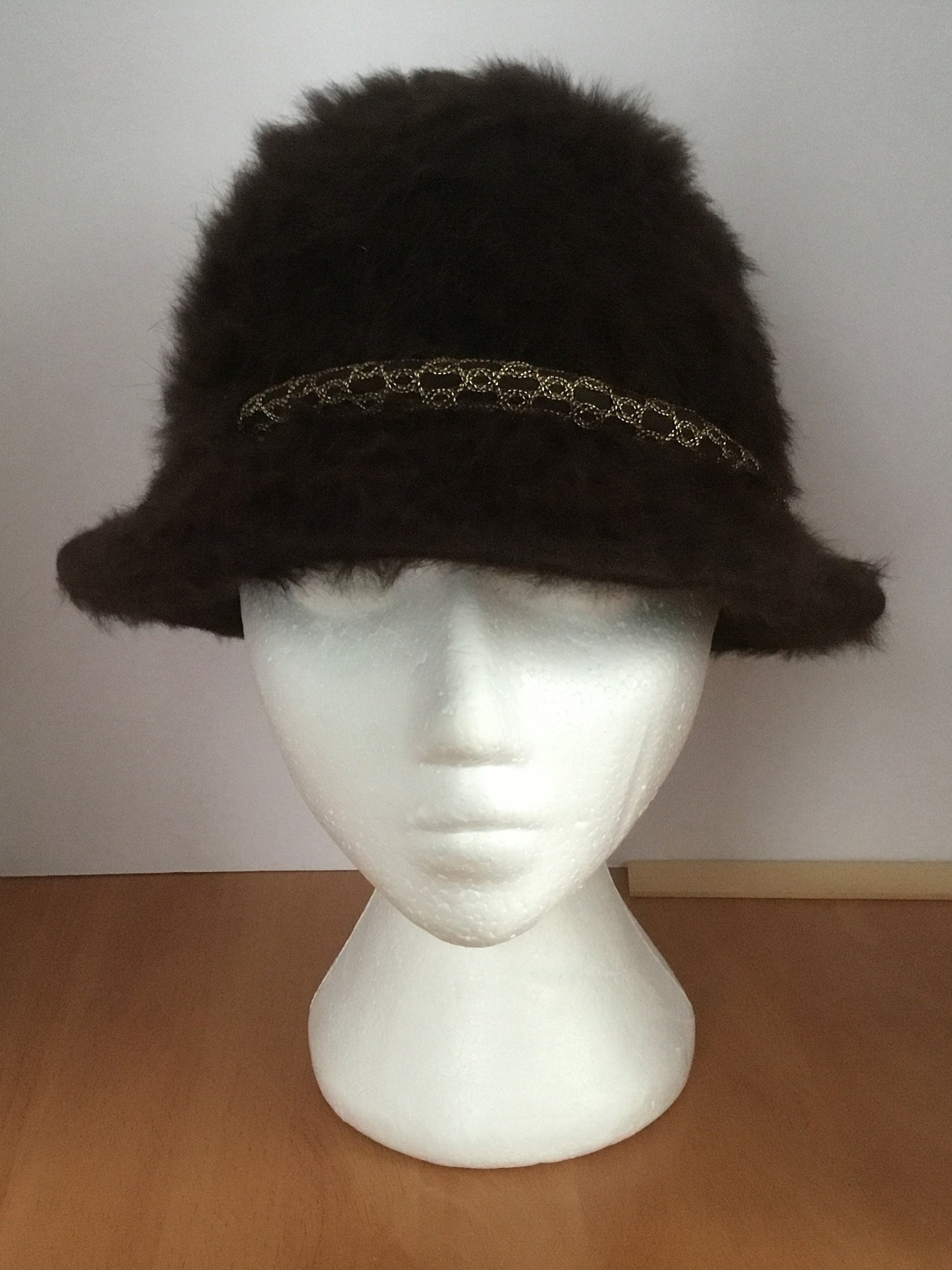 Anita Pineault Vintage Black Felt Bow Hat Vintage Fluffy Felt Hat Anita Pineault Dark Brown - Etsy main image 2