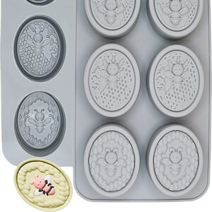 Honeybee Silicone Mold-Oval Bee Bumblebee Honey Mold Homemade Soap Lotion Bar Jello Bath Bomb Beeswax Candle Resin Baking Muffin Chocolate