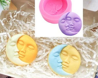 Sun and Moon Face Silicone Mold: Cake, Soap, Clay Crafting