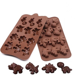 Dinosaur Silicone Mold: 12-Cavity Assorted Dino Candy, Chocolate, Resin, Cake, Crayon Mold