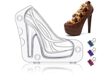 High Heel Shoe Chocolate Mold-3D Shoe Candy Mold-Stiletto Mold With 3 Clips-Cake Decoration For Wedding Birthday Party Baking Pastry Tool