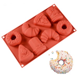 8 Cavity Food Variety Silicone Mold-Croissant Mold, Dunkin Mold, Cake Mold, Jam Mold-Chocolate Mold-Soap Mold