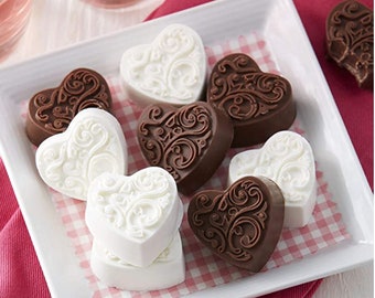Molde de silicona con forma de corazón victoriano, ideal para regalar en el Día del Trabajo: Mini molde de silicona para chocolate, jabón y hielo.