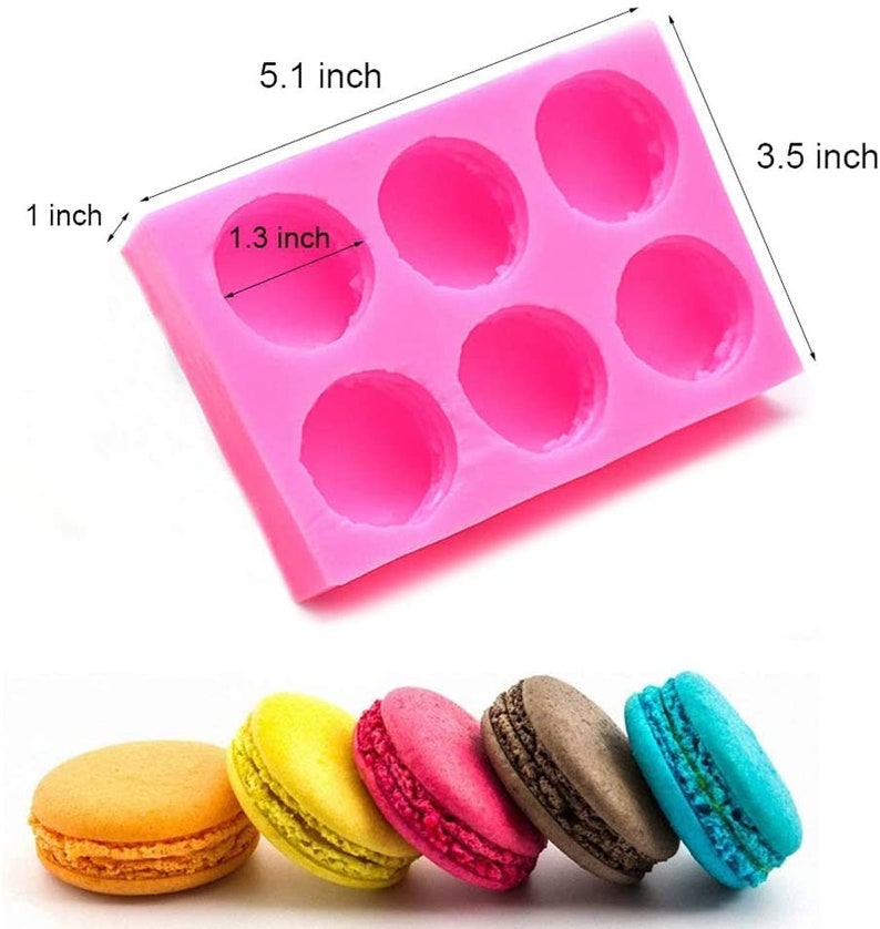 6-Cavity 3D Macaroon Hamburger Silicone Fondant Molds For Cake Decorating Chocolate Candy Mini Soap Bath Bomb