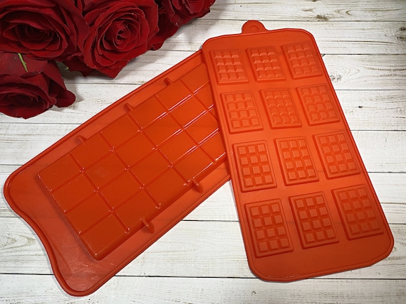 Set of 2 Chocolate Bar Molds Silicone Candy Mold 1 Break-apart Chocolate  Mold and 1 Thin Mini Waffle Chocolate Mold 