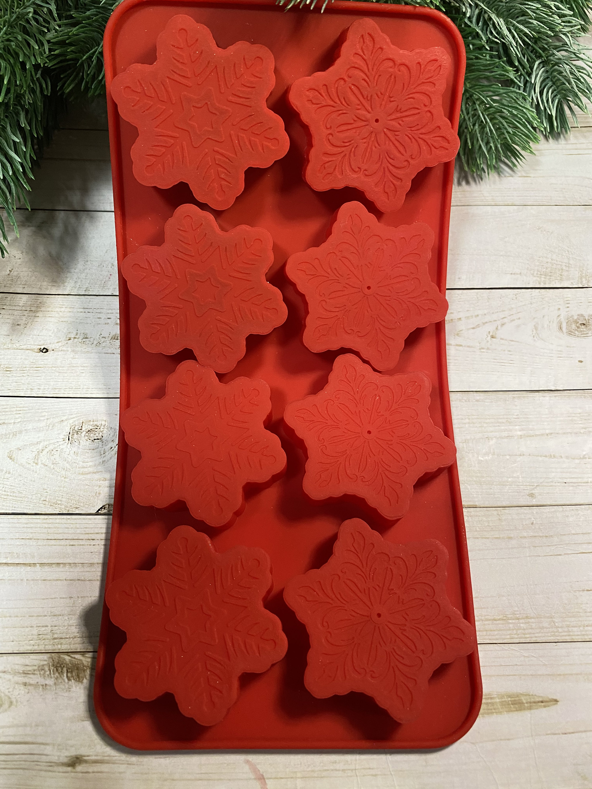 SNOWFLAKE SILICONE MOLD, 8 Cavities, Candy Mold, 2 Pieces per Pack. 