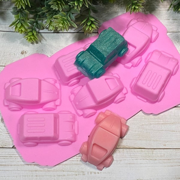 6 Cavities  Car Candy Silicone Mold-Vehicle Mold-Chocolate Mold-Ice Cube Tray-Crayons Mold-Fondant Cake Mold-Mini Soap Mold