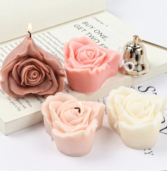 Flower Candle Mold Rose Silicone Mould 3D Candle Soap Plaster Resin Cake  Baking Tool Home Decoration Gift Flower Heart Mold Rose Candle Mold