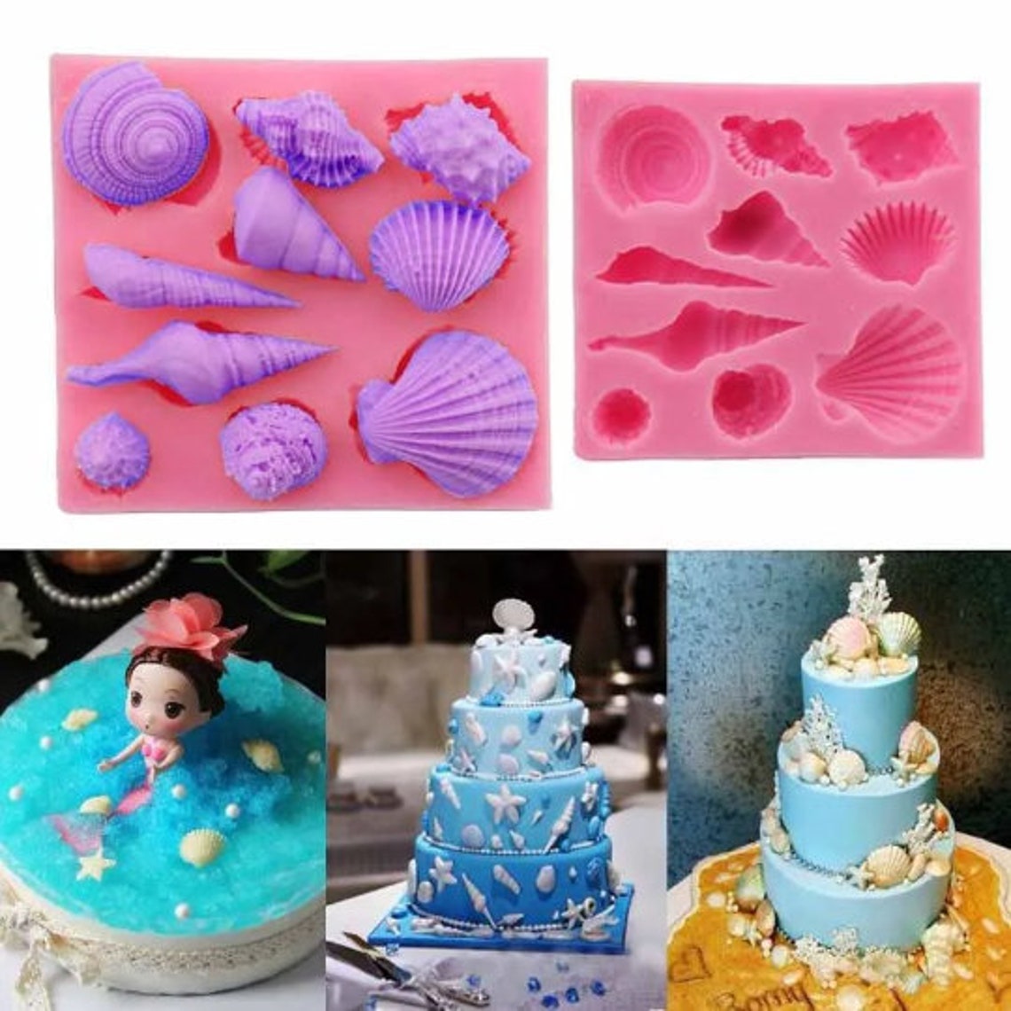 Sea Shells Silicone 3D Moldfondant Cake Moldcake Decoration Etsy