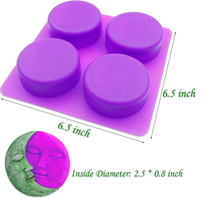 4 Cavities Sun and Moon Face Silicone Mold Tray-Craft DIY Fondant Chocolate Soap Mold Handmade Polymer Clay, Wax, Cake Decoration Tools image 3