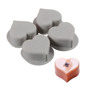 4 Cavity Heart Shape Mold Tray-Soap Mold-Cake Mold-Chocolate Mold-Candle Mold- Bath Bomb Mold-Fondant Mold
