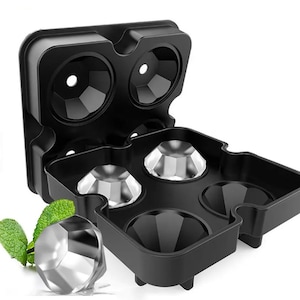 4 Cavity Diamond Shape 3D Ice Cube Mold Maker Bar Party Silicone Tray Chocolate mold Kitchen Tool