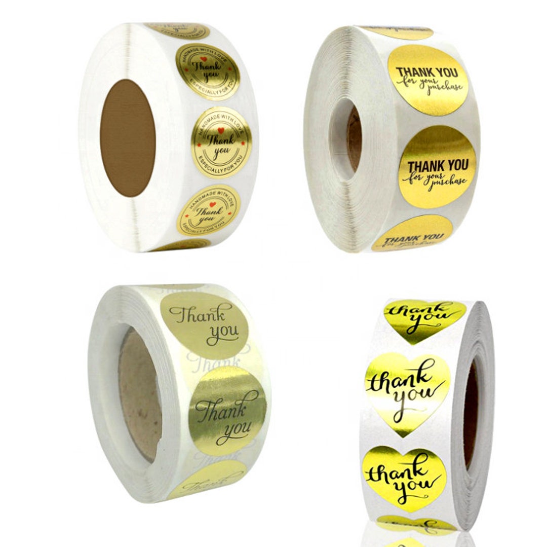 Gold Foil Thank You Stickers: 1" Round Labels, 500 Pcs - Etsy