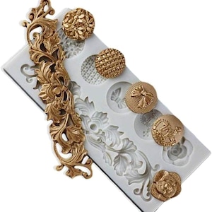 Baroque Cake Border Silicone Mold: Curlicues & Scroll Lace