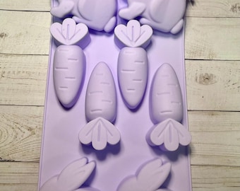 Bunny & Carrot Silicone Mold: Easter Candy, Chocolate, Resin, Soap