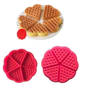 Belgian Waffle Tray Mold  Bakeware Silicone Waffle Baking Molds Flower Heart Shape Muffin Mold