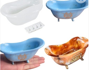 Tub Soap Dish Resin Molds: Miniature Bathtub Silicone Molds - Jewelry Holder