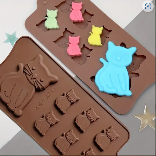 Kitten 7 Cavities Mold-Food Grade Silicone Exquisite Cookie Chocolate Handmade Soap DIY Baking Pan Mousse Cake Mold Ice Tray Kitchen Tools