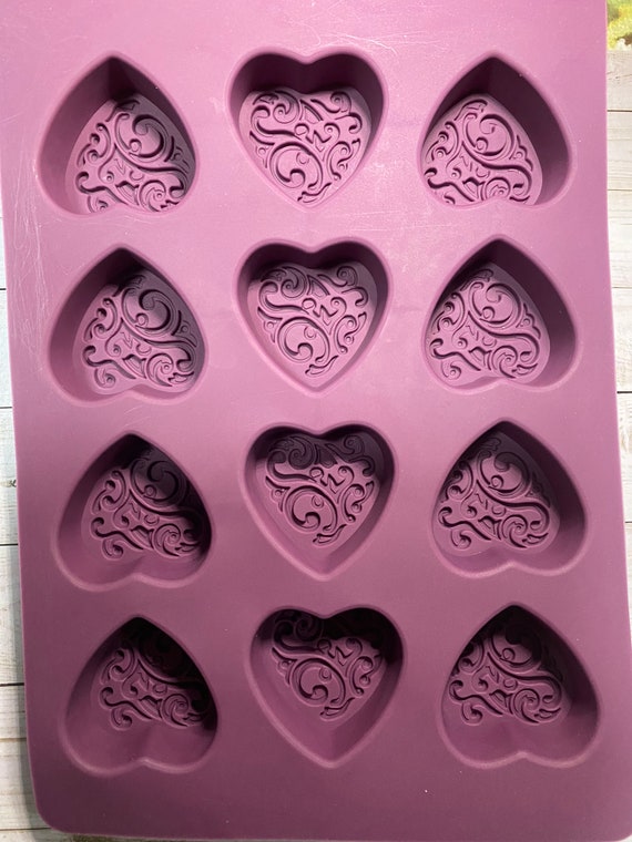 12 Cavity Victorian Heart Candy Mold-mini Hearts Silicone Mold