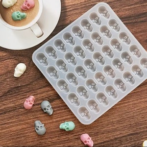 Skulls Candy Mini Mold-Silicone 40 Cavity Silicone Mold-Silicone Skull Shape Mold-Chocolate Candy Mold-Mini Soap Mold-Craft Mold