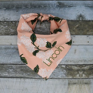 Personalized Hydrangea Dog Bandana Machine Embroidered Bandana Custom Bandana with name Custom Pet Bandana Dog Scarf Bandana with Flowers