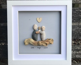 New Baby Pebble Art | Pebble Art Family | Personalised Baby Family Picture | Stone Family Art | The Pebble Family | New Family Pebble Art |