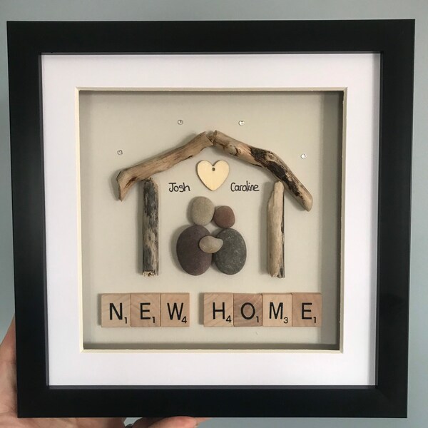 New Home Pebble Picture  | New Home Gift | Personalised New Home Gifts For Couple | Pebble Picture New Home | pebble Housewarming present