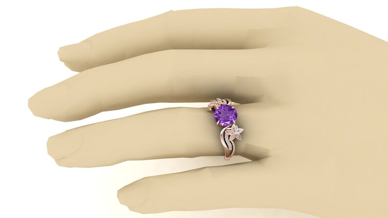 Amethyst Engagement Wedding Bridal Ring For Her Gift For Anniversary. 1.73Cts Antique Floral Flower Ring,Vintage Art Deco Moissanite Ring