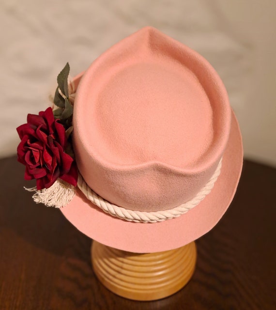 Hand Crafted Baby Pink Felt Heart Shaped Hat