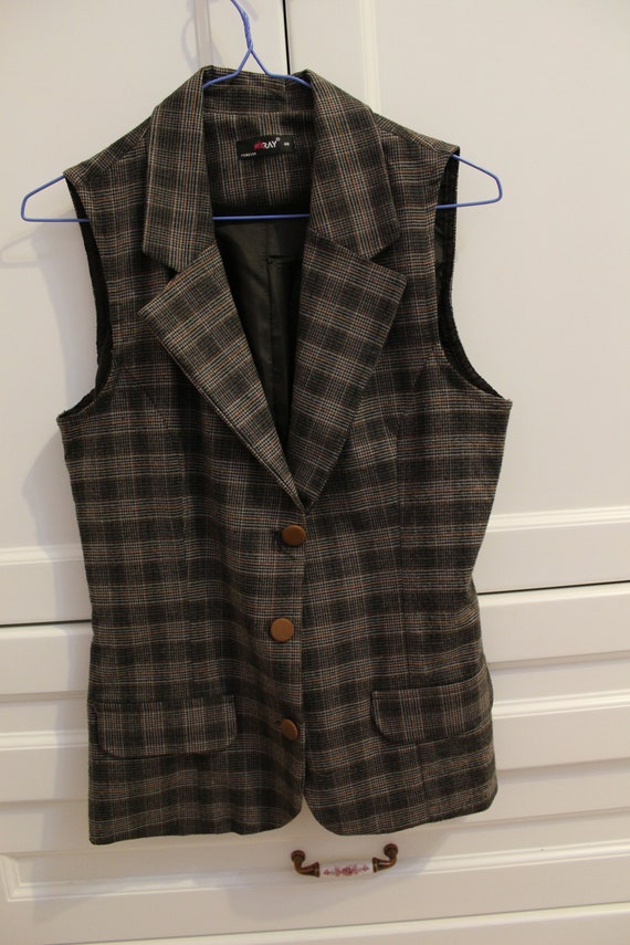 Women's Checked pattern Vest / 90's Vest