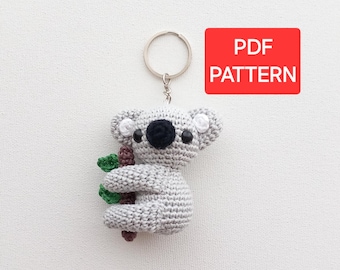 Patrón de llavero de koala a crochet: Animal amigurumi (Descarga PDF)
