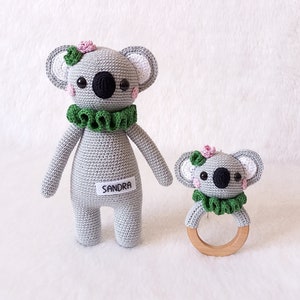 Crochet Koala Doll: Personalized Amigurumi Toy, Baby Rattle