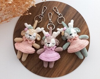 Crochet Deer Key Ring, Deer Amigurumi Keychain, Deer Keychain, For Bag Deer, Handmade  Deer Keychain,  Deer Key Ring, For Birthday Gift