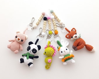 Crochet Fox Keychain, Crochet Panda Keychain, Crochet Bear Keychain, Crochet Rabbit Keychain, Crochet Seahorse Keychain, Crrochet Turtle Key
