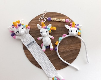 Crochet Unicorn Headband, Unicorn Crown, Unicorn Bookmark, Unicorn Keychain, Personable Unicorn Keychain, Amigurumi Unicorn Bookmark,