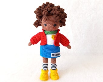 Crochet African Toy, Amigurumi Black Doll, Crochet African Doll, Crochet african american doll, For Kids Gift, Personalized black doll