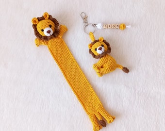 Animal bookmark, Crochet Lion Bookmark, Lion bookmark, For Birthday Gift, Lesezeichen, Lion Pencil Topper, Personalized Lion Keychain