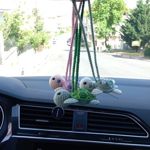 Crochet Car Accessories, Crochet  sea turtle car mirror hanging accessories, Crochet sea turtle accessories, Turtle Car Hanging,  Car Gift