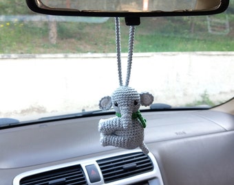 Crochet Car Accessories, Crochet Elephant Car Hanging, Elephant Car Mirror Hanging, Elephant Keychain, Elephant Personalized Gift,