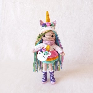 Crochet Unicorn Doll, Amigurumi Unicorn Doll, Birthday Gift For Her, Christmas Gift For Her, Knitted Unicorn Doll, Unicorn Toy For Her