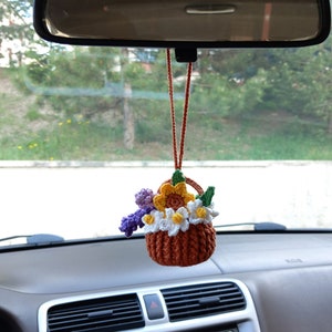 Crochet Car Plants, Crochet Car Mirror Hanging Accessories, Car Charms, Crochet House Decor, Crochet Gift For Driver, For Your  Car Decor,