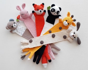 Crochet Bookmark , bear bookmark , animal bookmark, häkeln lesezeichen , lesezeichen , amigurumi bookmark , Fox bookmark ,  Panda Bookmark