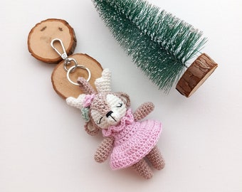 Crochet Deer Keychain, Amigurumi Deer Keychain, Deer Key Chain, Deer Key Ring, For Bag, Birthday Gift, Knitted Deer Keychain