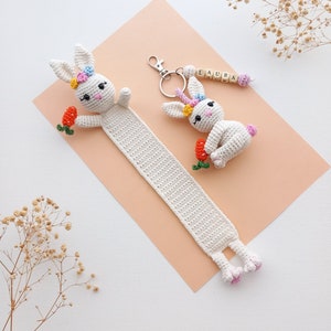 Crochet Rabbit Bookmark, Amigurumi Rabbit Bookmark, Rabbit Pencil Topper, For Book Lovers, Animal Pencil Topper, Animal Rabbit Bookmark